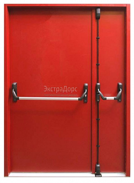 Противопожарная дверь EI 60 дымогазонепроницаемая красная с антипаникой в Дзержинском  купить