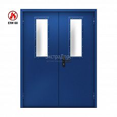 Двухстворчатая огнеупорная дверь EIW 60 ДО-02-EIW-60 ДП46 двупольная остекленная