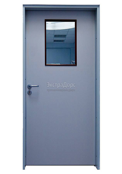 Дверь противопожарная металлическая однопольная EI 30 газодымонепроницаемая со стеклом в Дзержинском  купить