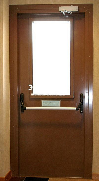 Противопожарная дверь EI 30 с антипаникой и стеклом в Дзержинском  купить